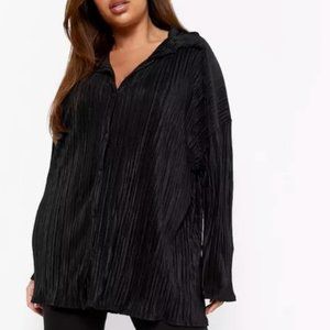 Plisse Oversized Shirt - Black
